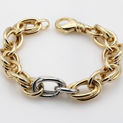 27093895a - Armband, GG/WG 750/000, z.T. Zwillingsanker-glieder und 3 Glieder in WG Karabinerschl., ...