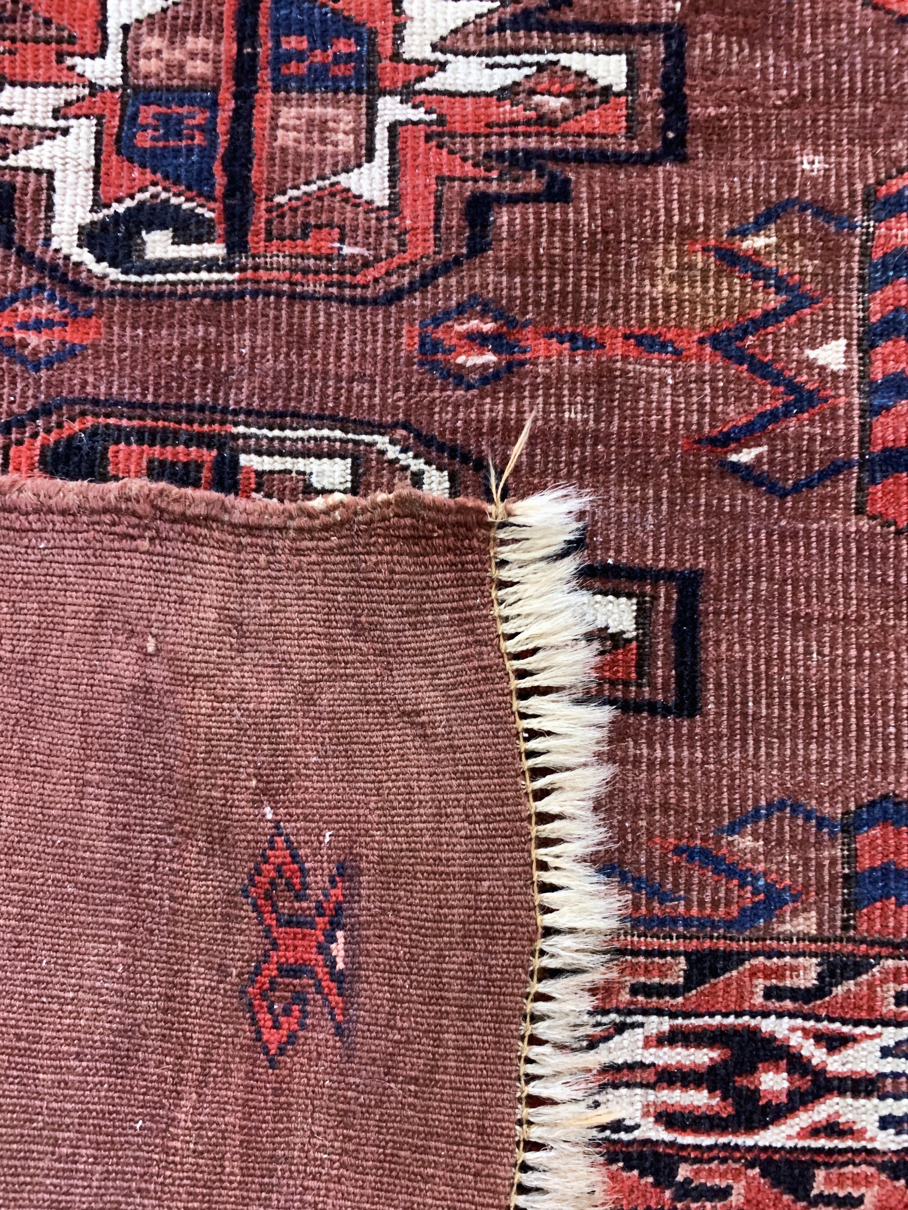 Detail d: Tekke Tschowal antik, Turkmenistan, 19.Jhd,Wolle auf Wolle, ca. 123 x 76 cm, EHZ: 4