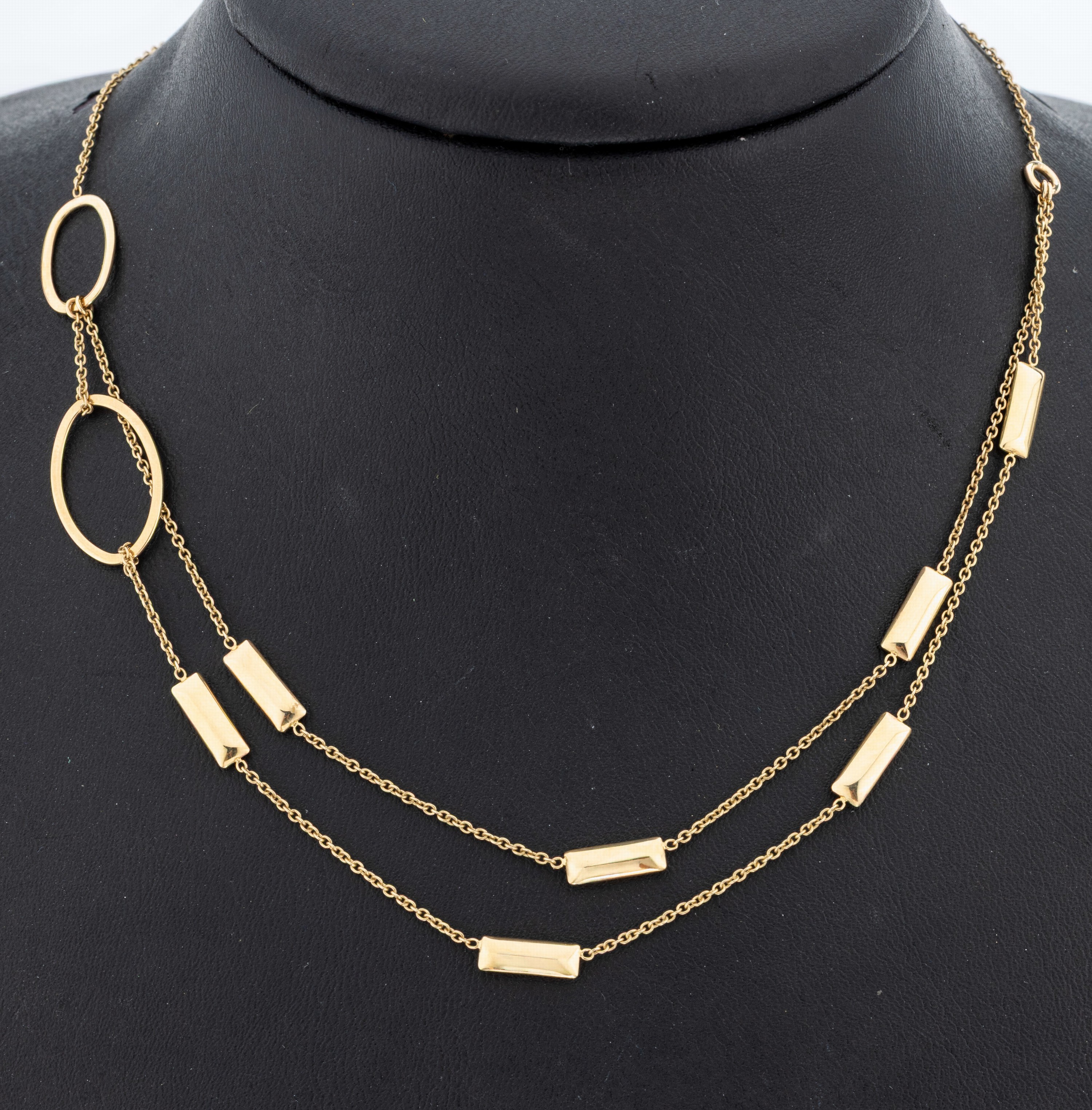 Image 27093909 - 9 kt Gold Collier, GG 375/000, 2-reihig, ovale und stäbchenförm. Elemente, ...