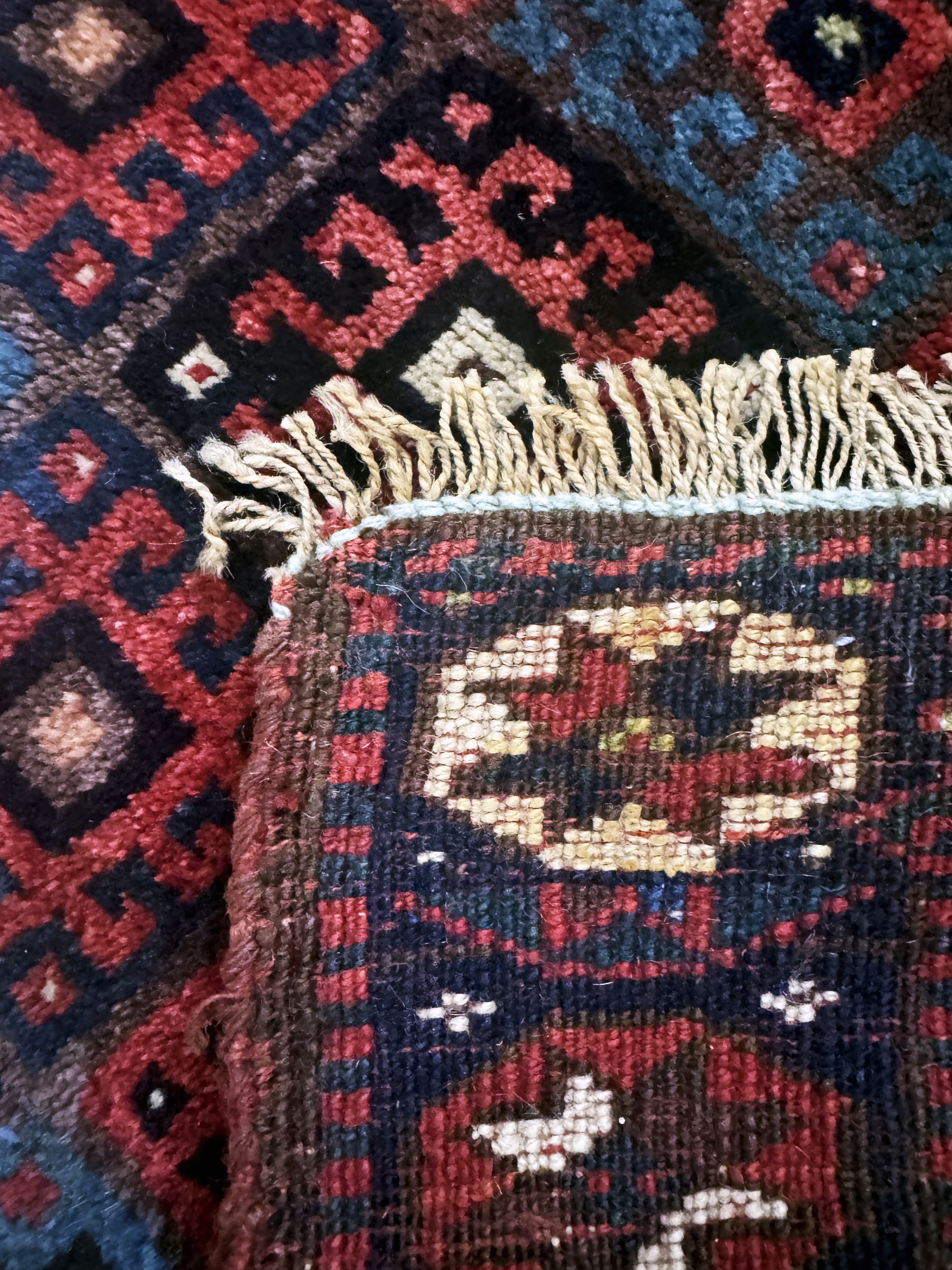 Detail d: 2 Lots"Jaf"antik, Persien, um 1900, Wolle auf Wolle, ca. 64 x 50 cm, EHZ: 2-3, (restauriert)