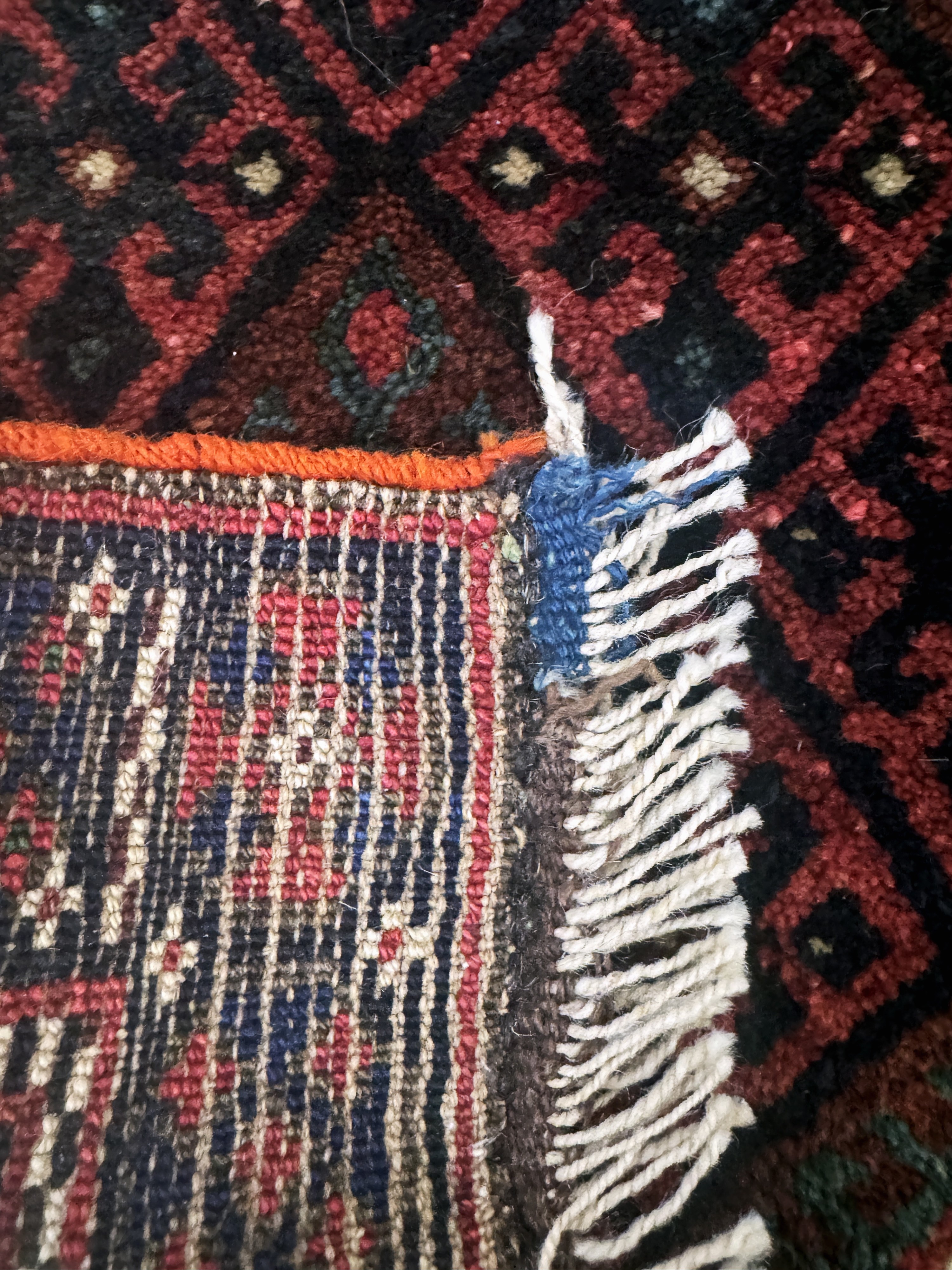 Detail c: "Jaf"antik, Persien, um 1900, Wolle auf Wolle, ca. 67 x 55 cm, EHZ: 2-3(restauriert)