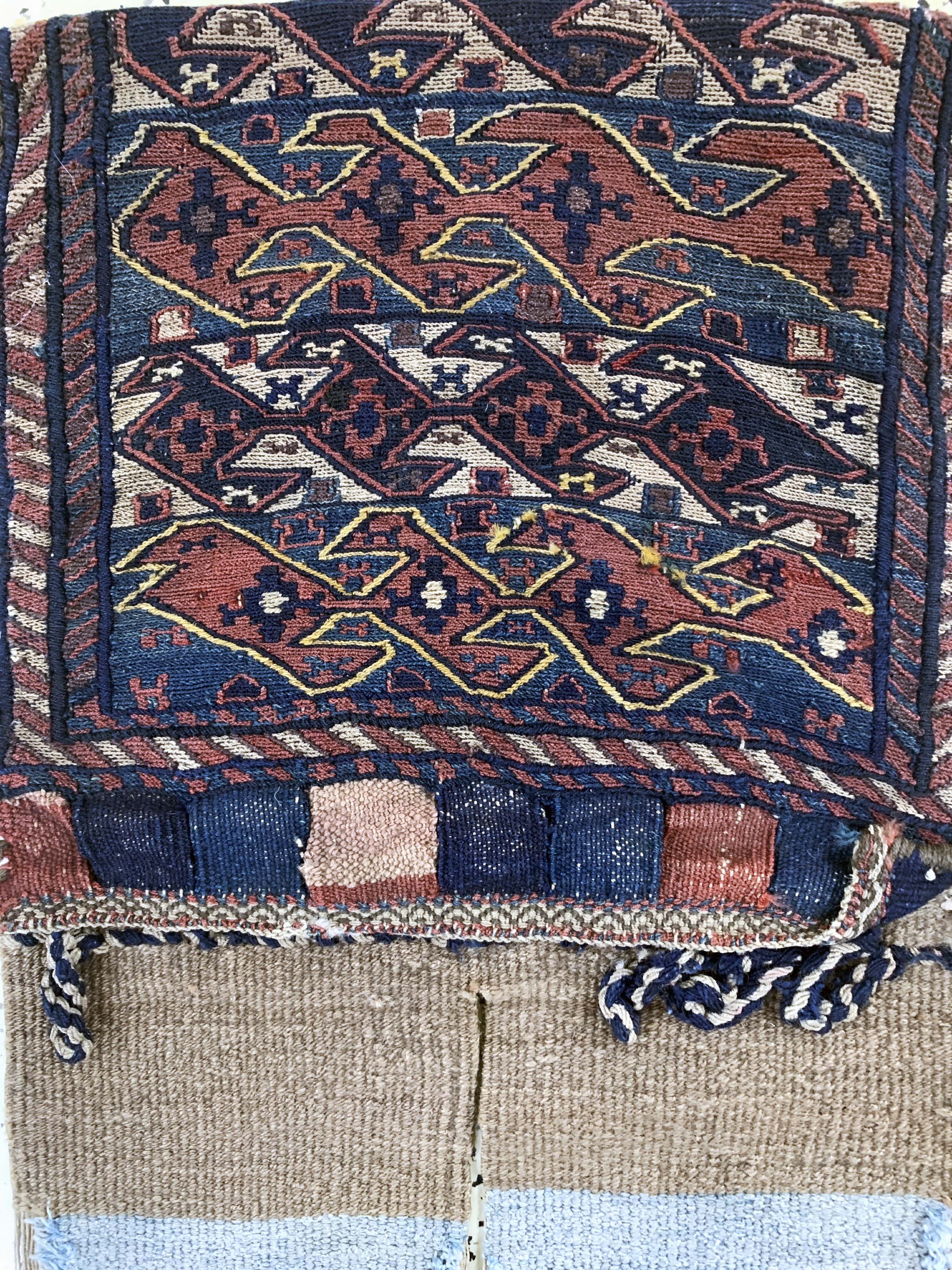 Detail a: Kelim Doppeltasche antik, Kaukasus, 19.Jhd,Wolle auf Wolle, ca. 100 x 40 cm, EHZ: 2-3