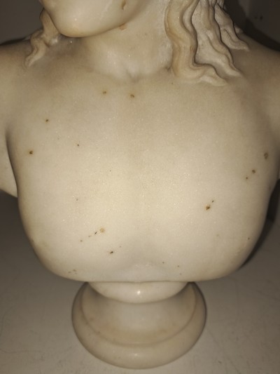 27093903i - Büste des Antinoos, nach antikem Vorbild, um 1900, Alabaster, gewelltes Haar, ...