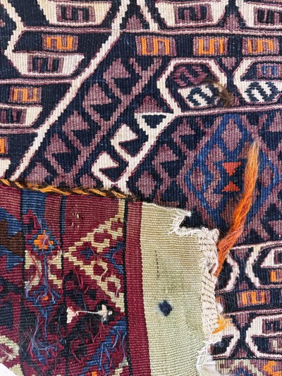 27093924b - 2 Lots offene Kelimtaschen, Türkei, Anfang 20.Jhd, Wolle auf Wolle, ca. 100 x 70 cm, ...