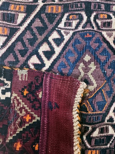 27093924d - 2 Lots offene Kelimtaschen, Türkei, Anfang 20.Jhd, Wolle auf Wolle, ca. 100 x 70 cm, ...