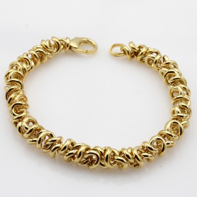 27094871a - Massives Armband ´Girlande´, GG 750/000, Karabinerschl., B. ca. 8 mm, L. ca. 21 cm, ...