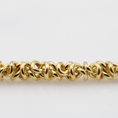27094871b - Massives Armband ´Girlande´, GG 750/000, Karabinerschl., B. ca. 8 mm, L. ca. 21 cm, ...
