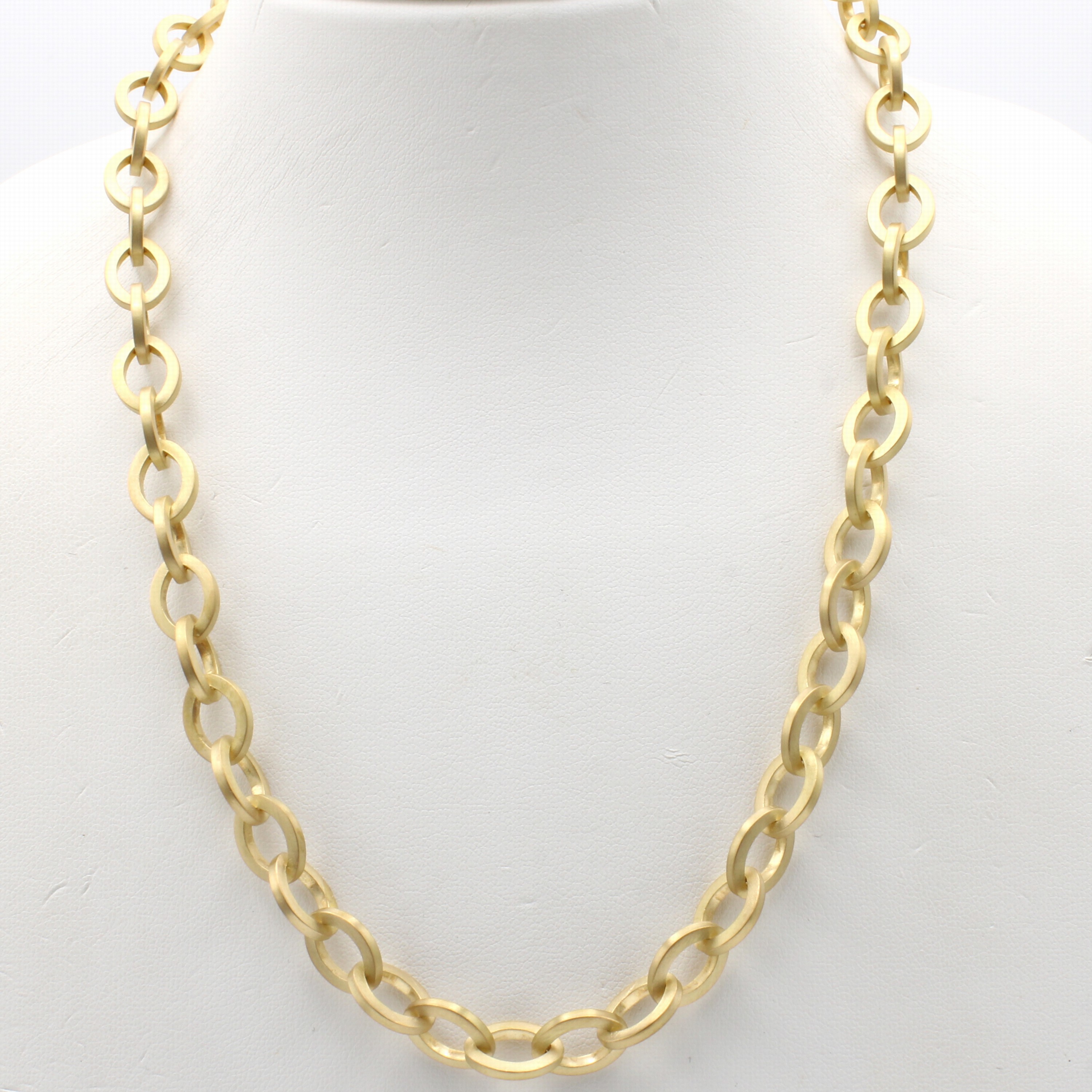 Image 27095068 - Collier, GG 750/000, runde scheibenförm. Glieder mattiert, integriertes ...