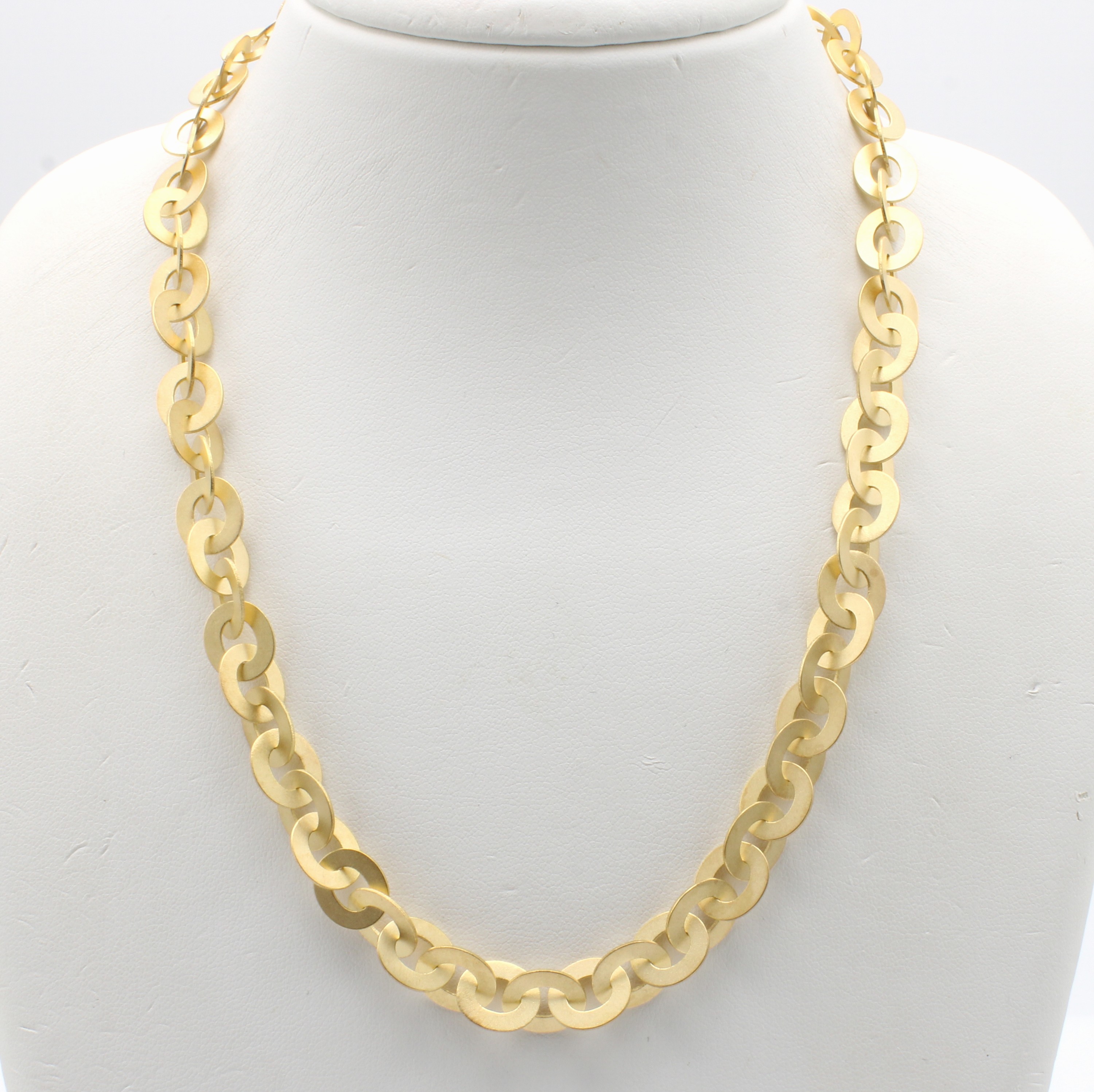 Image 27095070 - Collier, GG 750/000, ovale massive Glieder mattiert, Karabinerschl., Pforzheimer Handar- ...