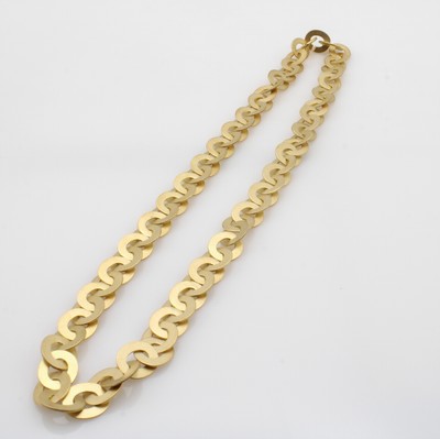 27095070a - Collier, GG 750/000, ovale massive Glieder mattiert, Karabinerschl., Pforzheimer Handar- ...