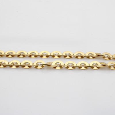 27095070b - Collier, GG 750/000, ovale massive Glieder mattiert, Karabinerschl., Pforzheimer Handar- ...