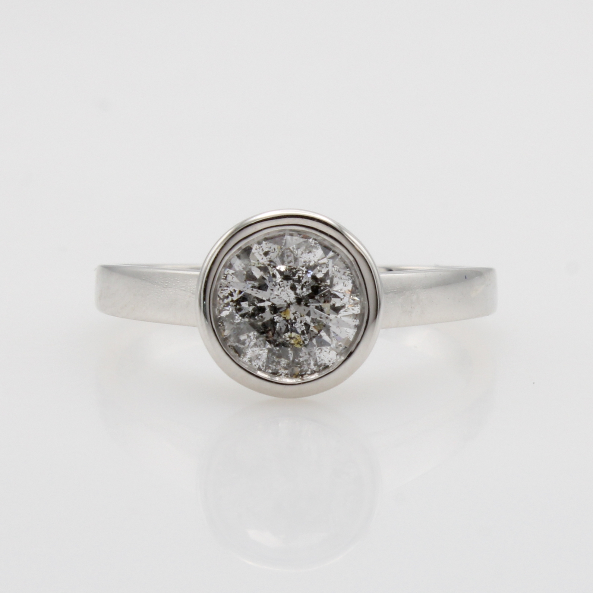 Image 27096076 - Ring mit Brillantsolitär, GG 585/000, Brill.ca. 1.07 ct feines Weiß/p3, RW ca. 53