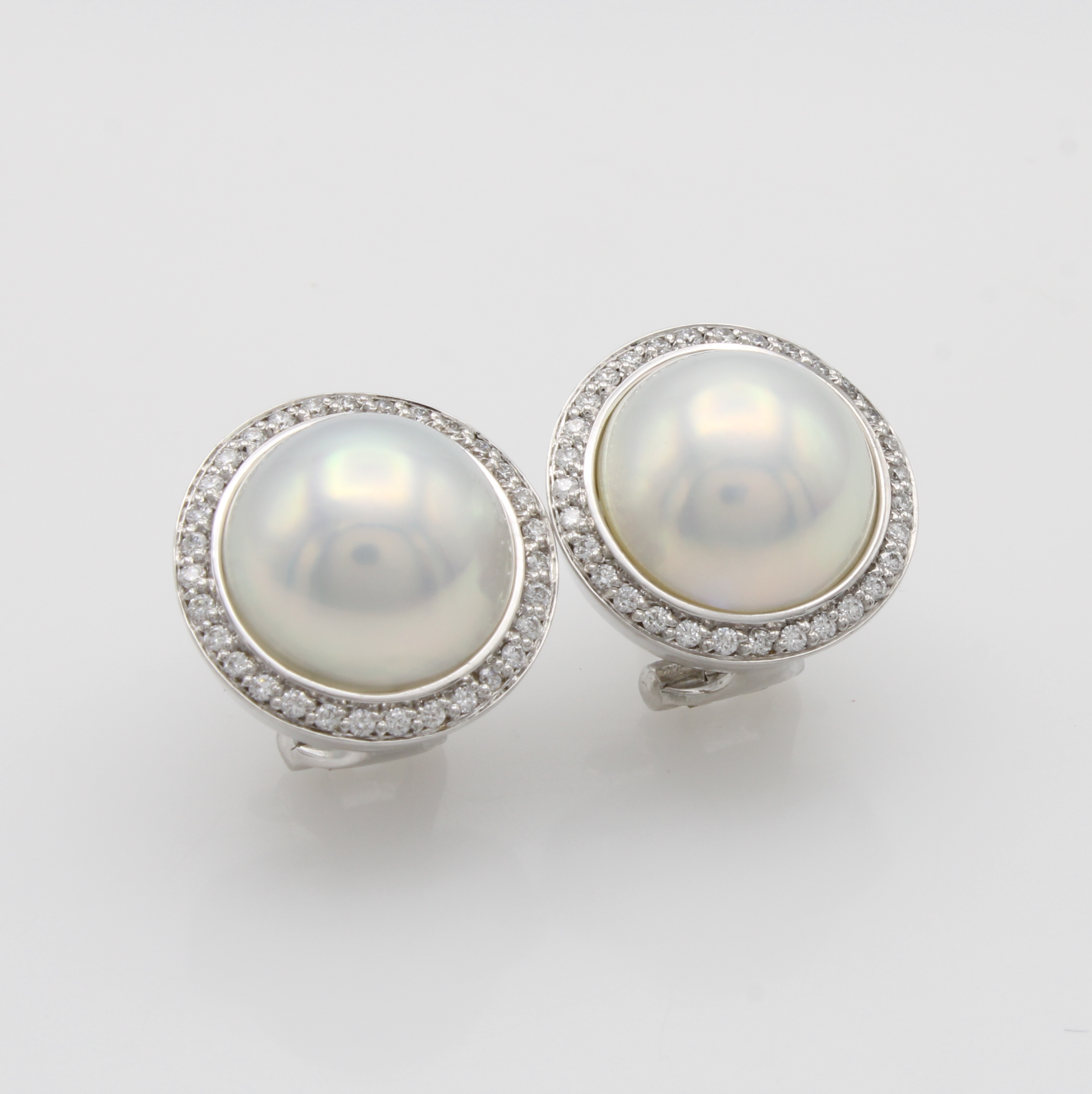 Image 27096147 - Paar Ohrstecker mit Mabéperlen und Brillanten , WG 585/000, Brill. zus. ca. 0.45 ct ...