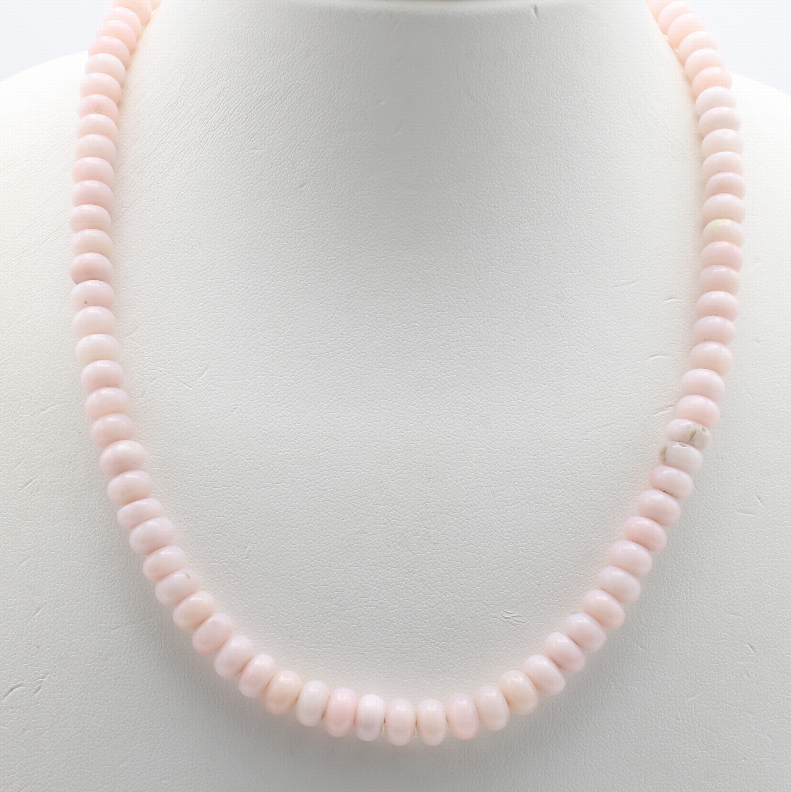 Image 27096239 - Opalkette, Schließe 925er Silber, roséfarb. Opale, D. ca. 7 mm, Herkunft: Peru, L. ca. ...