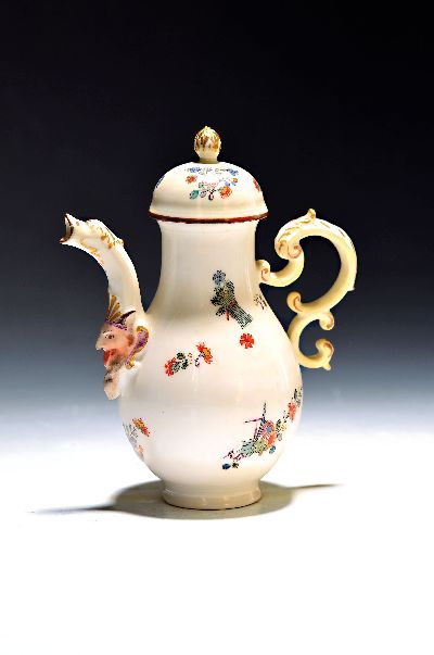 Image Mokkakännchen, Meissen, ausgehendes 18.Jh., Porzellan, farbig staffiert, Blumenmotive ...