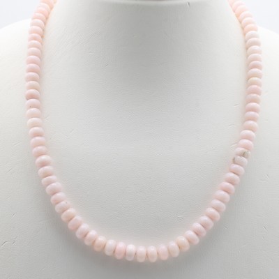 Image Opalkette, Schließe 925er Silber, roséfarb. Opale, D. ca. 7 mm, Herkunft: Peru, L. ca. ...