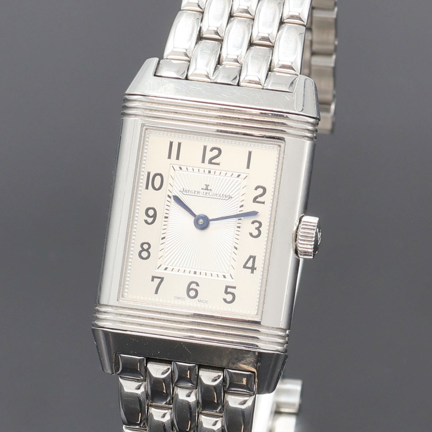 Detail a: Jaeger-LeCoultre Damenarmbanduhr Reverso Duetto Referenz 211.8.44, Handaufzug, Schweiz um 20152, um 180 Grad drehbares Edelstahl Wendegeh. inkl. ...