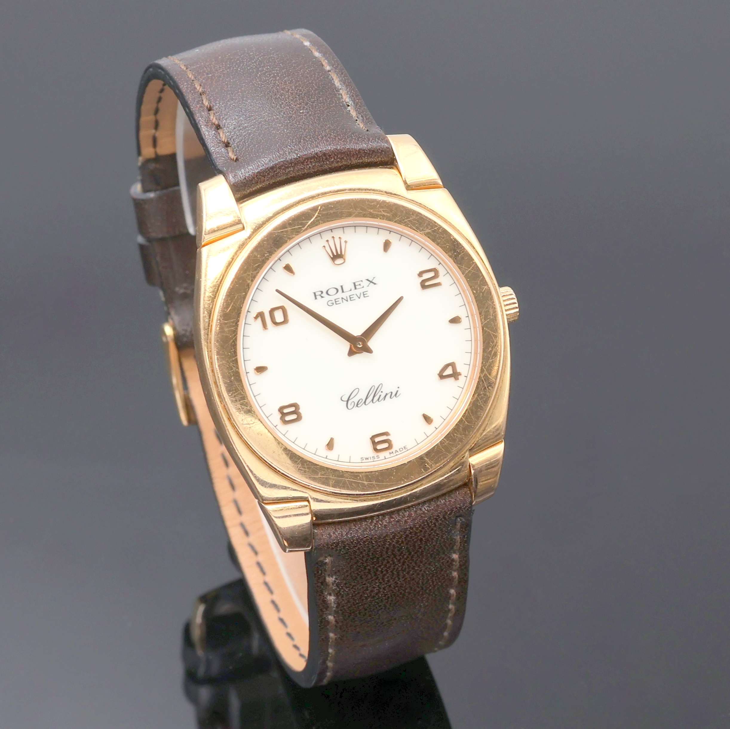 Detail c: ROLEX Cellini Herrenarmbanduhr "Cestello" in RG 750/000 Referenz 5330, Handaufzug, massives Goldgeh. inkl. Lederband m. orig. RG 750/000 ...