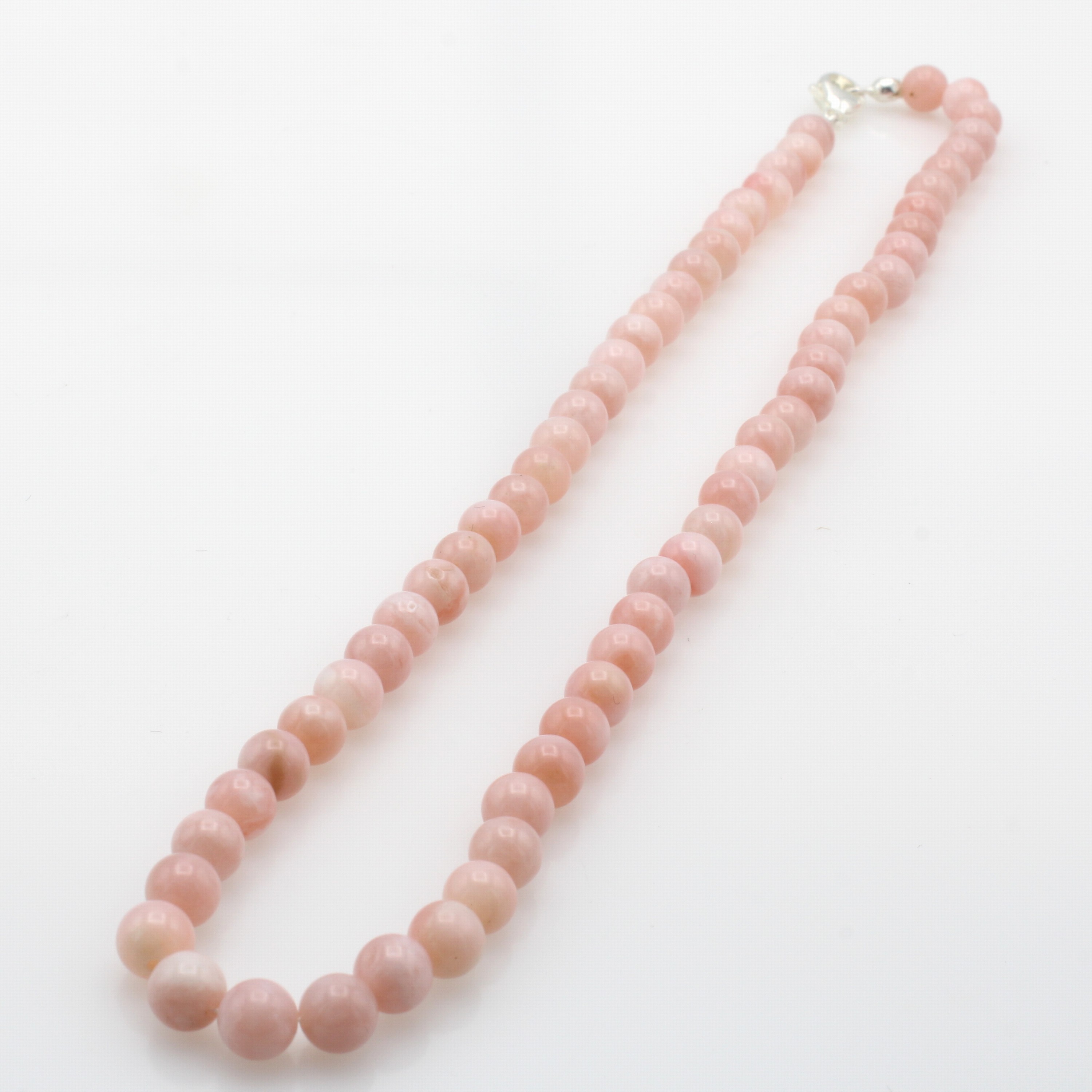 Image 27096899 - Opalkette, Karabinerschl. 925er Silber, pinkfarb. Opale, D. 6.4 mm, Herkunft: Peru, L. ...