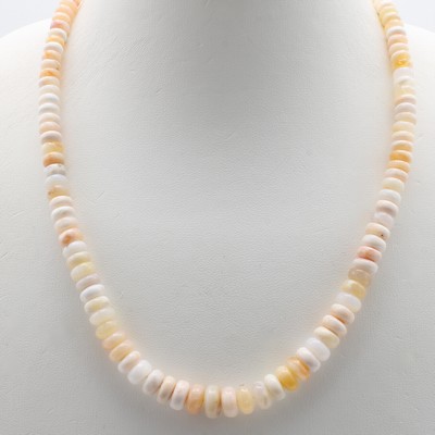 Image Opalkette, Karabinerschl. 925er Silber, mexikanische Opalrondelle, multicolorfarb. ...