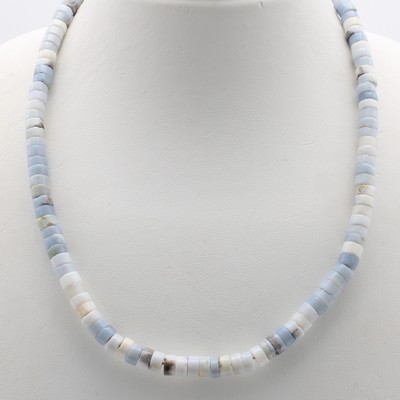 Image Blauopalkette, Karabinerschl. 925er Silber, Opalrondelle, Maße ca. 6x3 mm, Herkunft: ...