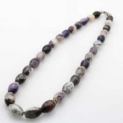 Image Fluoritopalkette, Karabinerschl. 925er Silber, olivef. Opale, Maße ca. 12x8 mm, Her- ...