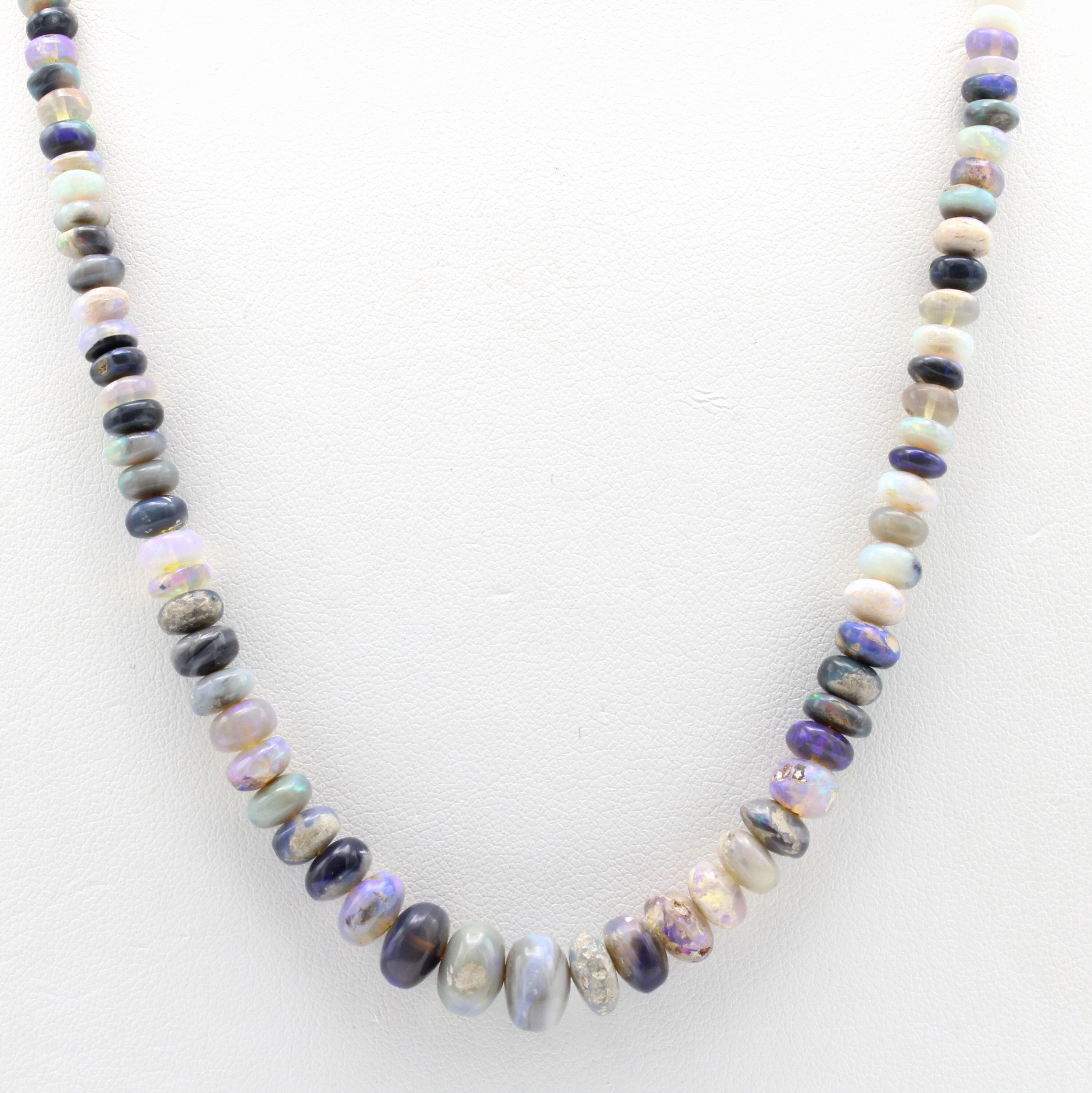 Image 27096908 - Opalkette, Karabinerschl. 925er Silber, Opalrondelle in versch. Farben, D. ca. 3.5-8 mm, ...