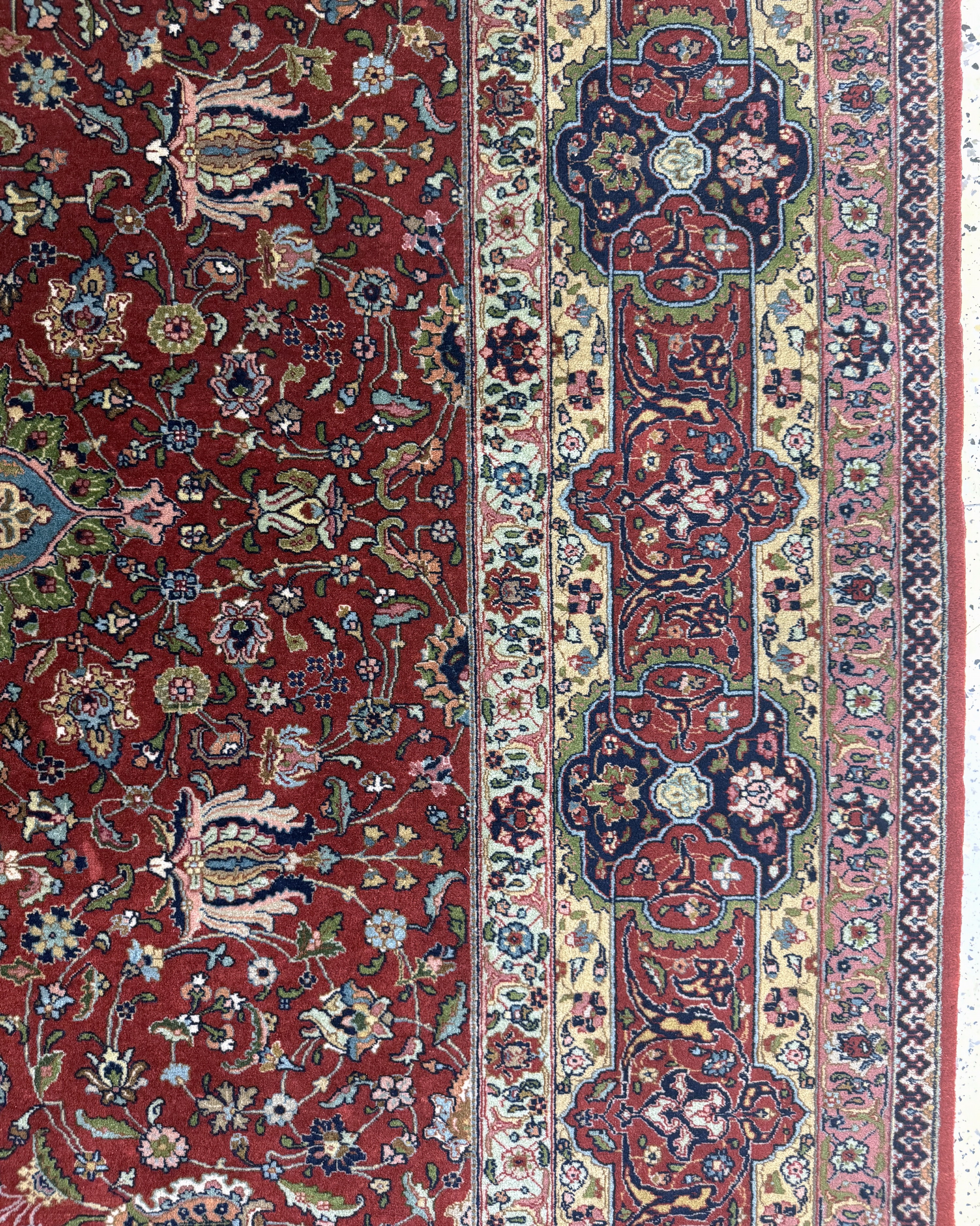 Detail f: Täbriz fein(60 Raj), Persien, Anfang 20.Jhd, Korkwolle auf Baumwolle, ca. 334 x 236cm, ca. 640.000 Kn/qm, EHZ: 1-2