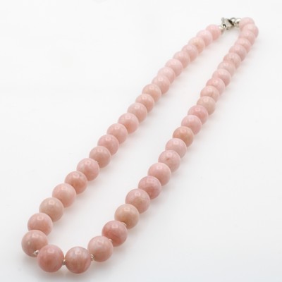 Image Opalkette, Karabinerschl. 925er Silber, pinkfarb. Opale, D. ca. 8 mm, Herkunft: Peru, L. ...