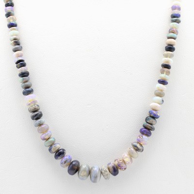 Image Opalkette, Karabinerschl. 925er Silber, Opalrondelle in versch. Farben, D. ca. 3.5-8 mm, ...