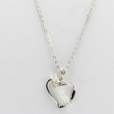 Image Anhänger mit Opalsplittern im Glasrohr an Kette, 925er Silber, Herkunft: Australien, L. ...