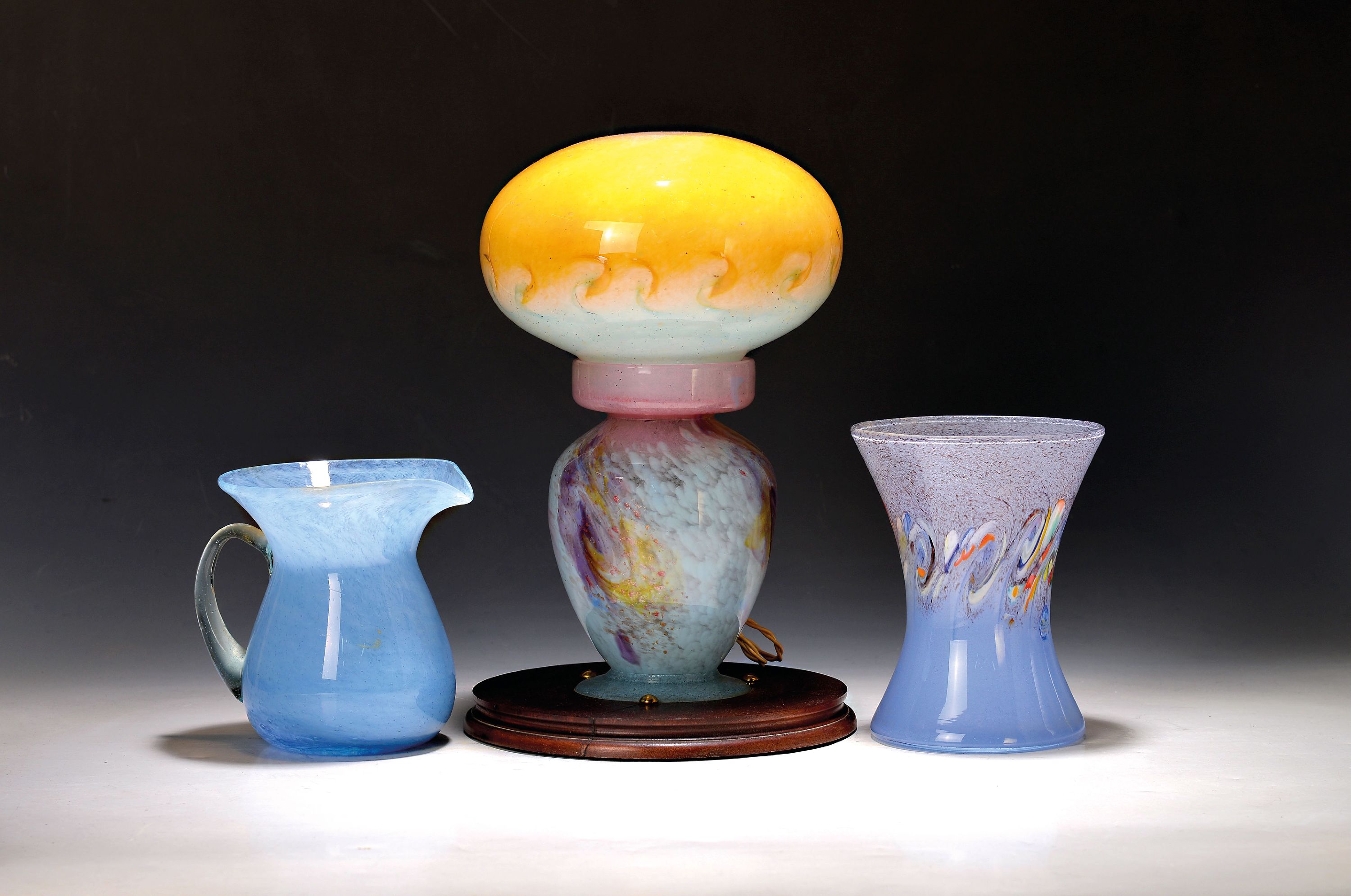 Image 27097030 - 2 vases and a table lamp, Murano, Italy, 2nd half of the 20th century, glass, with ...