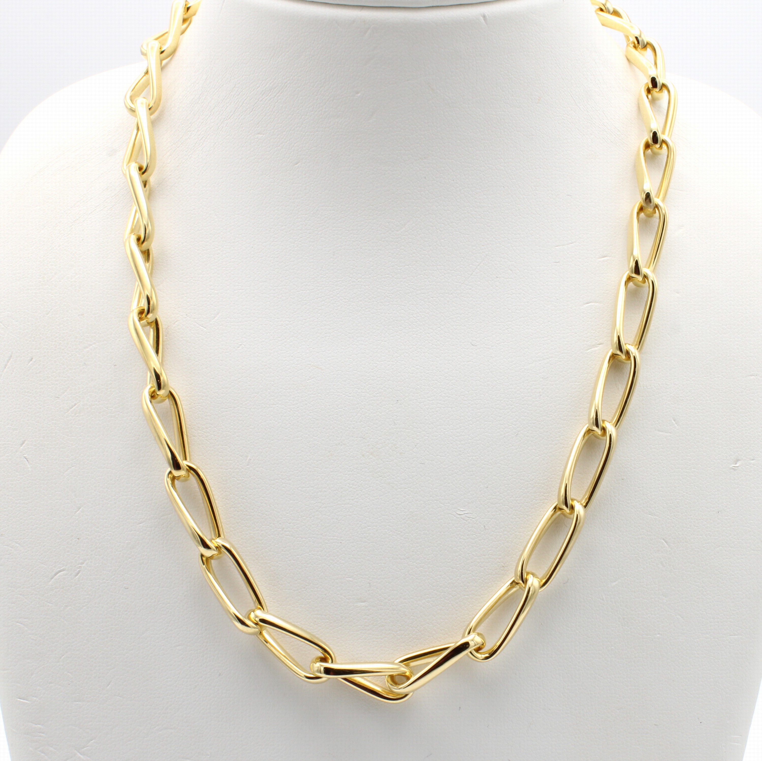 Image 27097119 - Collier, GG 750/000, längliche Glieder, in- tegrierte Klappschließe, massive ...