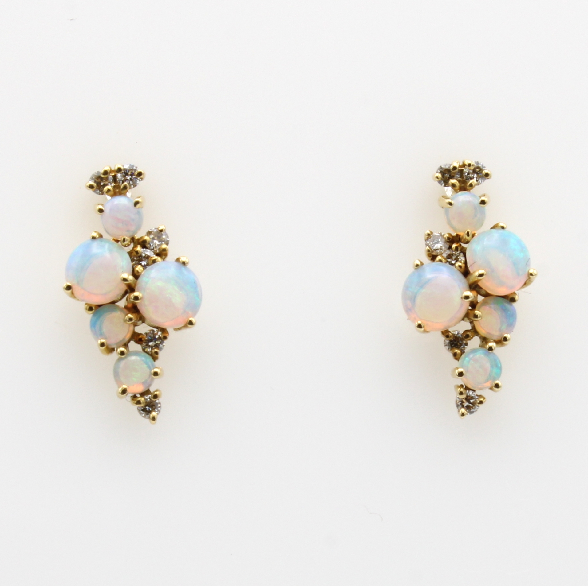 Image 27097132 - Paar Ohrstecker mit Opalen und Brillanten, GG 750/000, 10 Opale zus. ca. 1.05 ct, 12 ...