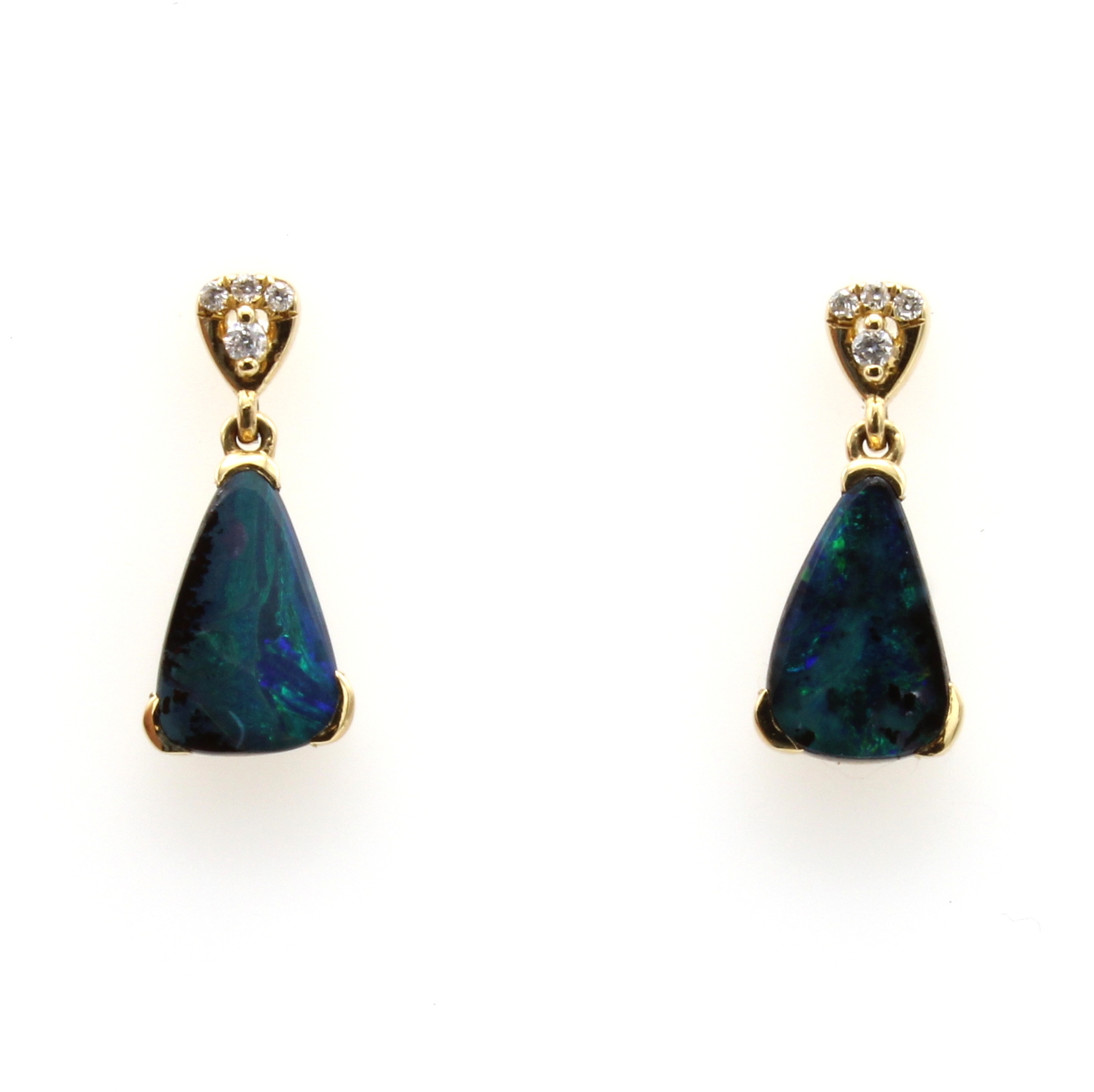 Image 27097133 - Paar Ohrstecker mit Opalen und Brillanten, GG 750/000, 8 Brill. zus. ca. 0.04 ct ...