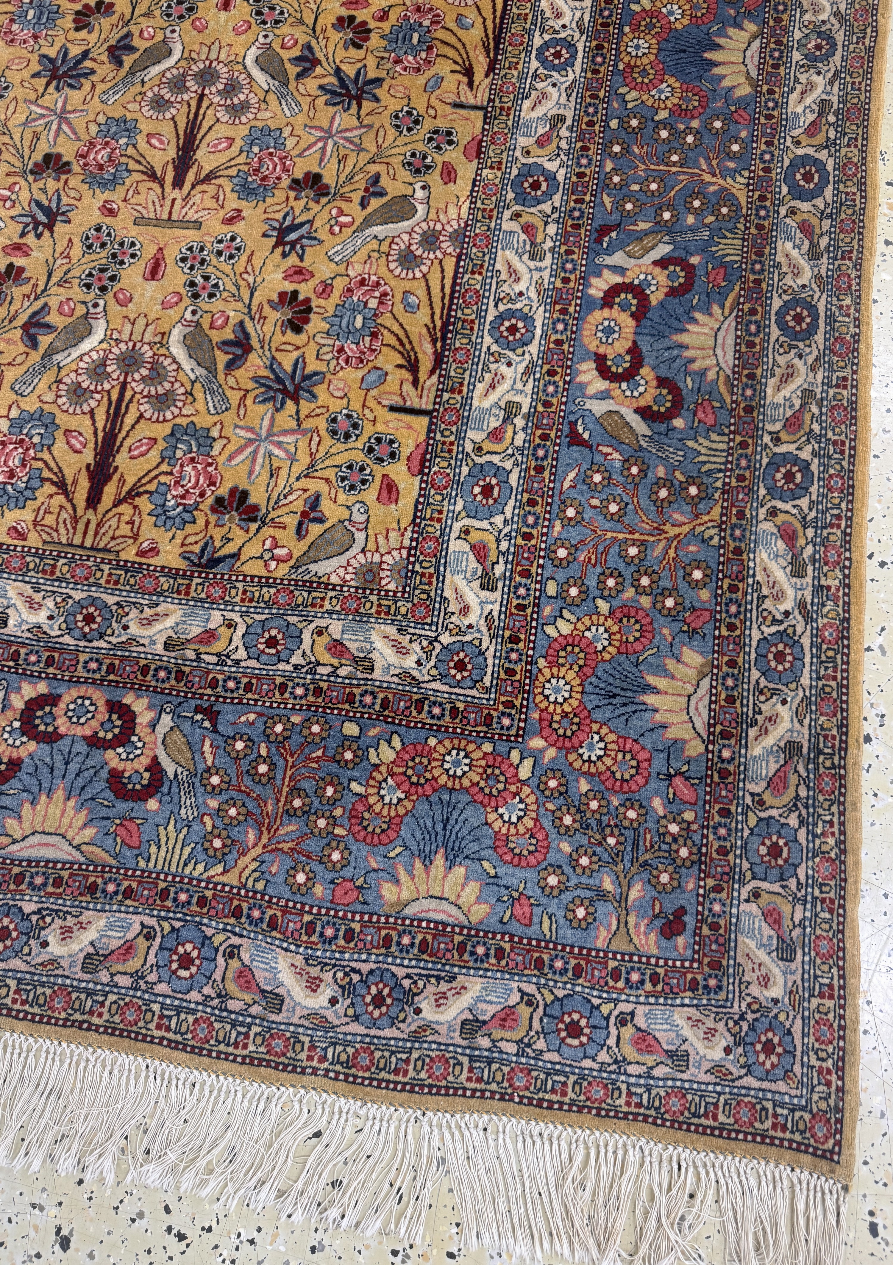 Detail a: Keschan"Dabir-Sanayeh", Persien, signiert, Anfang 20.Jhd, Korkwolle auf Baumwolle, ca. 312 x 207 cm, EHZ: 2, (Fransen erneuert)