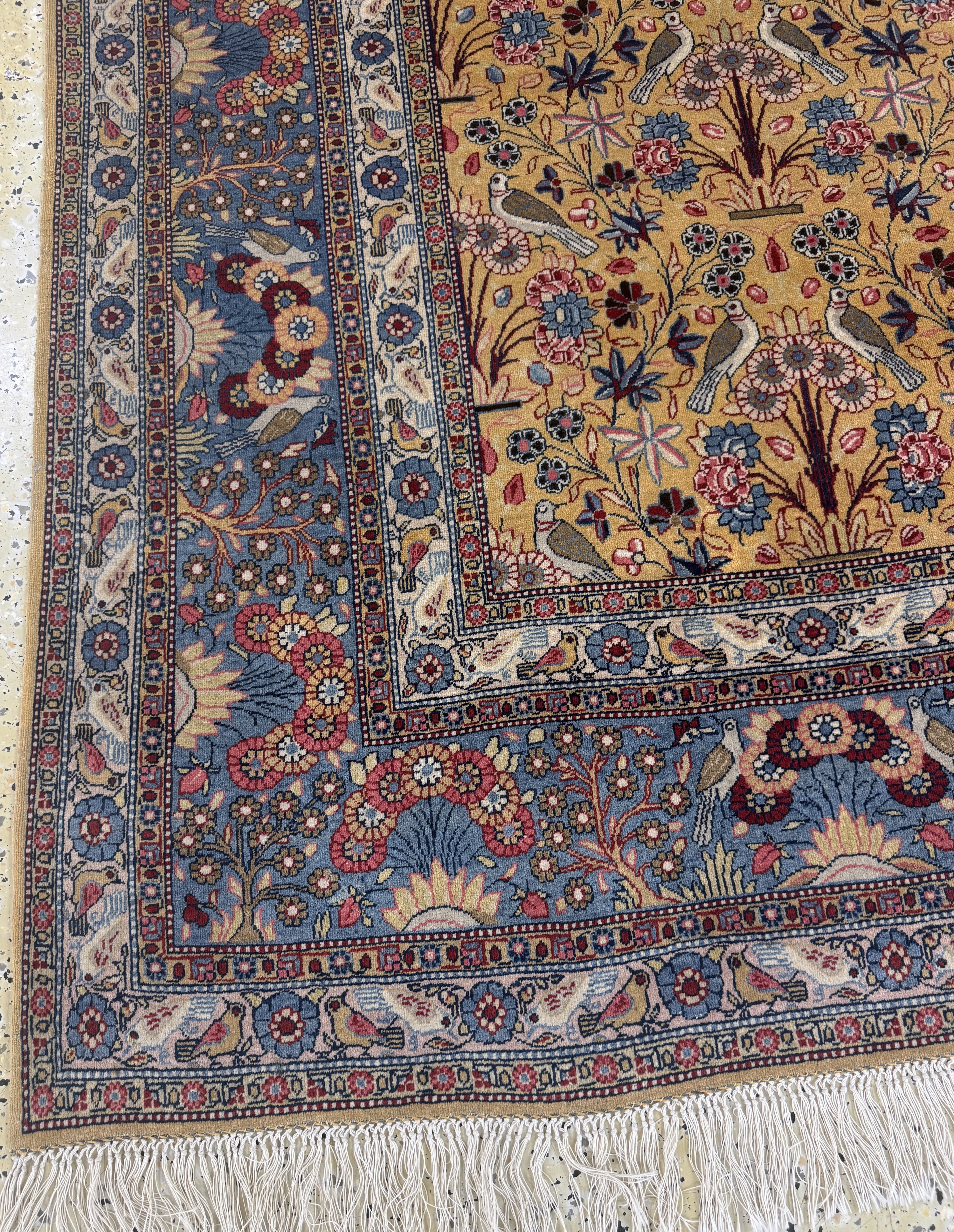 Detail c: Keschan"Dabir-Sanayeh", Persien, signiert, Anfang 20.Jhd, Korkwolle auf Baumwolle, ca. 312 x 207 cm, EHZ: 2, (Fransen erneuert)