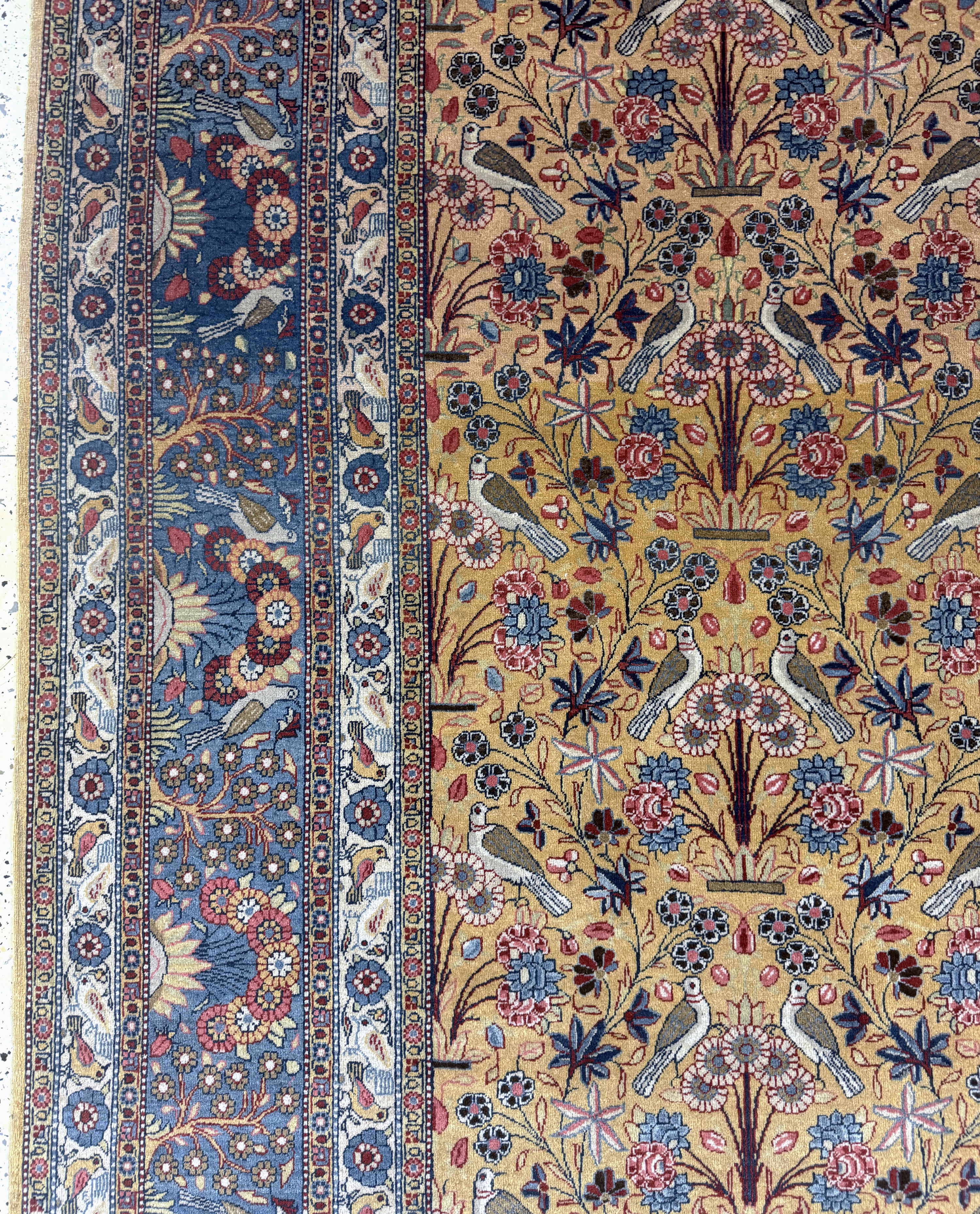 Detail d: Keschan"Dabir-Sanayeh", Persien, signiert, Anfang 20.Jhd, Korkwolle auf Baumwolle, ca. 312 x 207 cm, EHZ: 2, (Fransen erneuert)