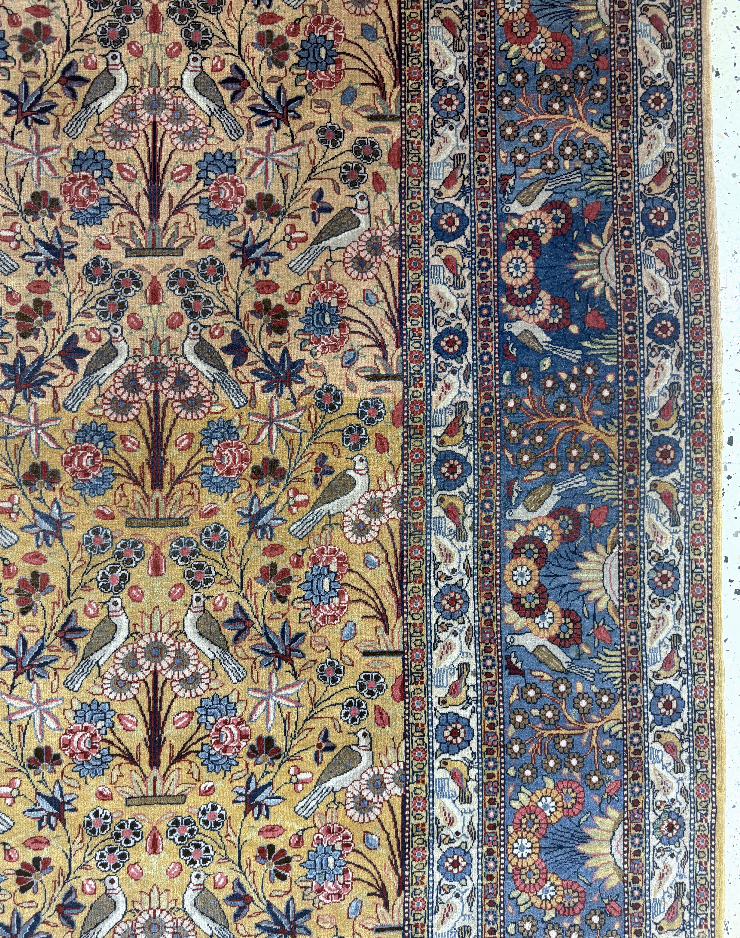 Detail e: Keschan"Dabir-Sanayeh", Persien, signiert, Anfang 20.Jhd, Korkwolle auf Baumwolle, ca. 312 x 207 cm, EHZ: 2, (Fransen erneuert)