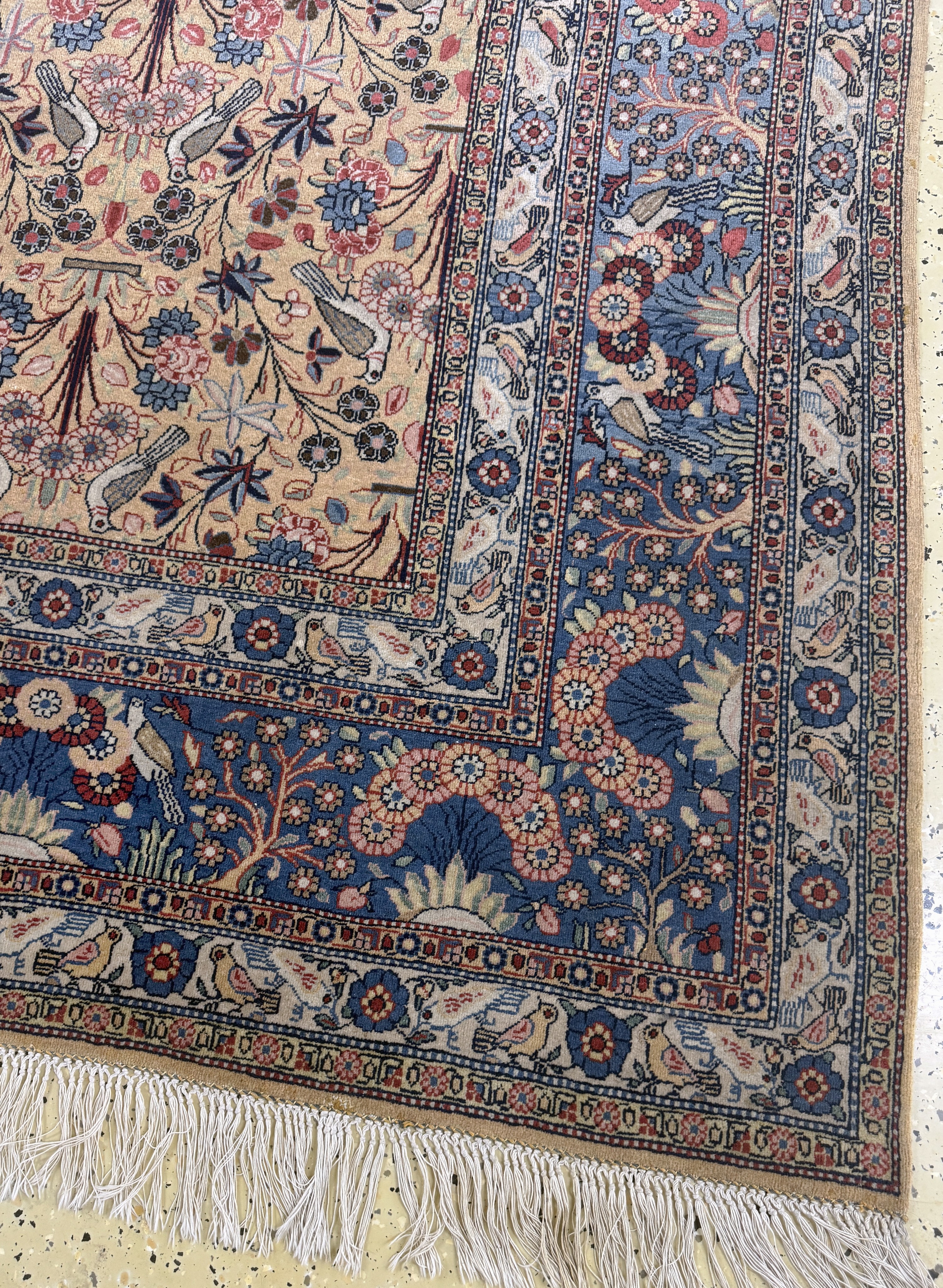 Detail g: Keschan"Dabir-Sanayeh", Persien, signiert, Anfang 20.Jhd, Korkwolle auf Baumwolle, ca. 312 x 207 cm, EHZ: 2, (Fransen erneuert)