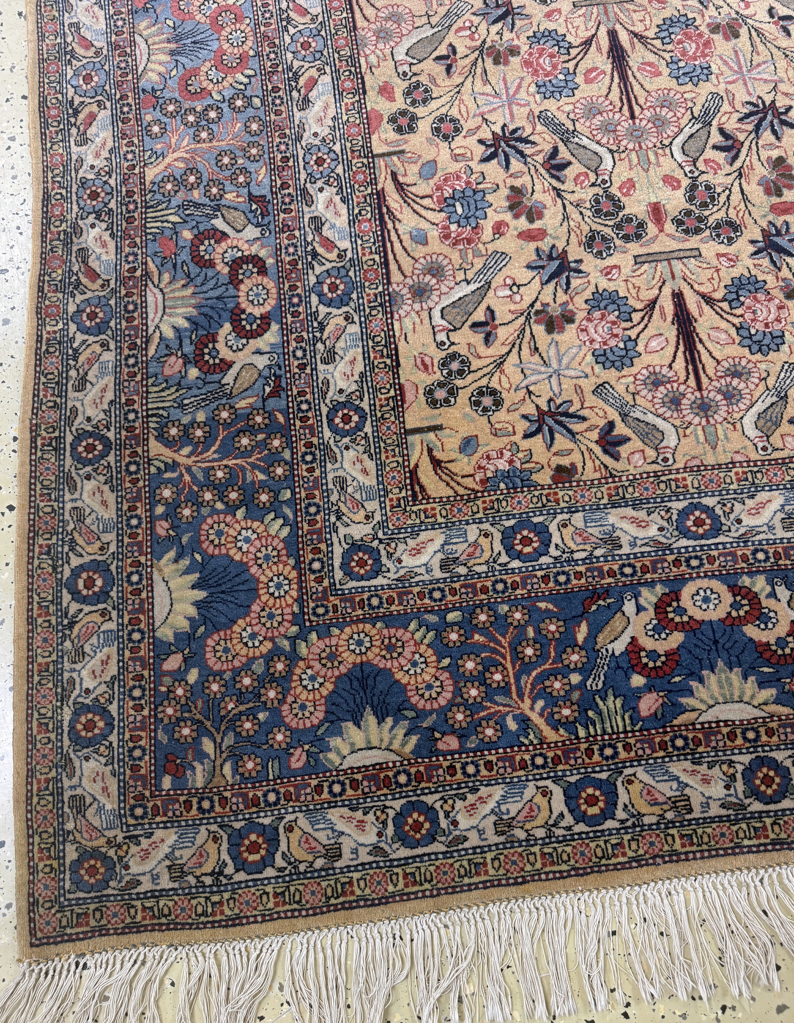 Detail h: Keschan"Dabir-Sanayeh", Persien, signiert, Anfang 20.Jhd, Korkwolle auf Baumwolle, ca. 312 x 207 cm, EHZ: 2, (Fransen erneuert)