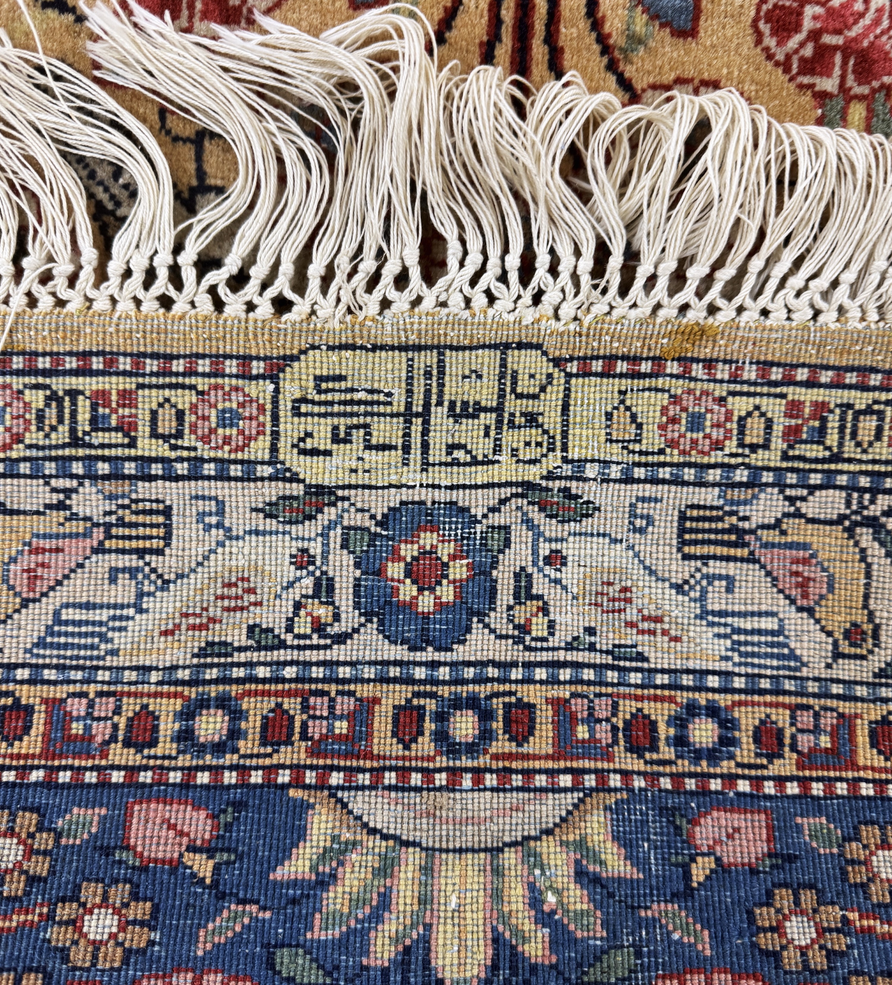 Detail k: Keschan"Dabir-Sanayeh", Persien, signiert, Anfang 20.Jhd, Korkwolle auf Baumwolle, ca. 312 x 207 cm, EHZ: 2, (Fransen erneuert)