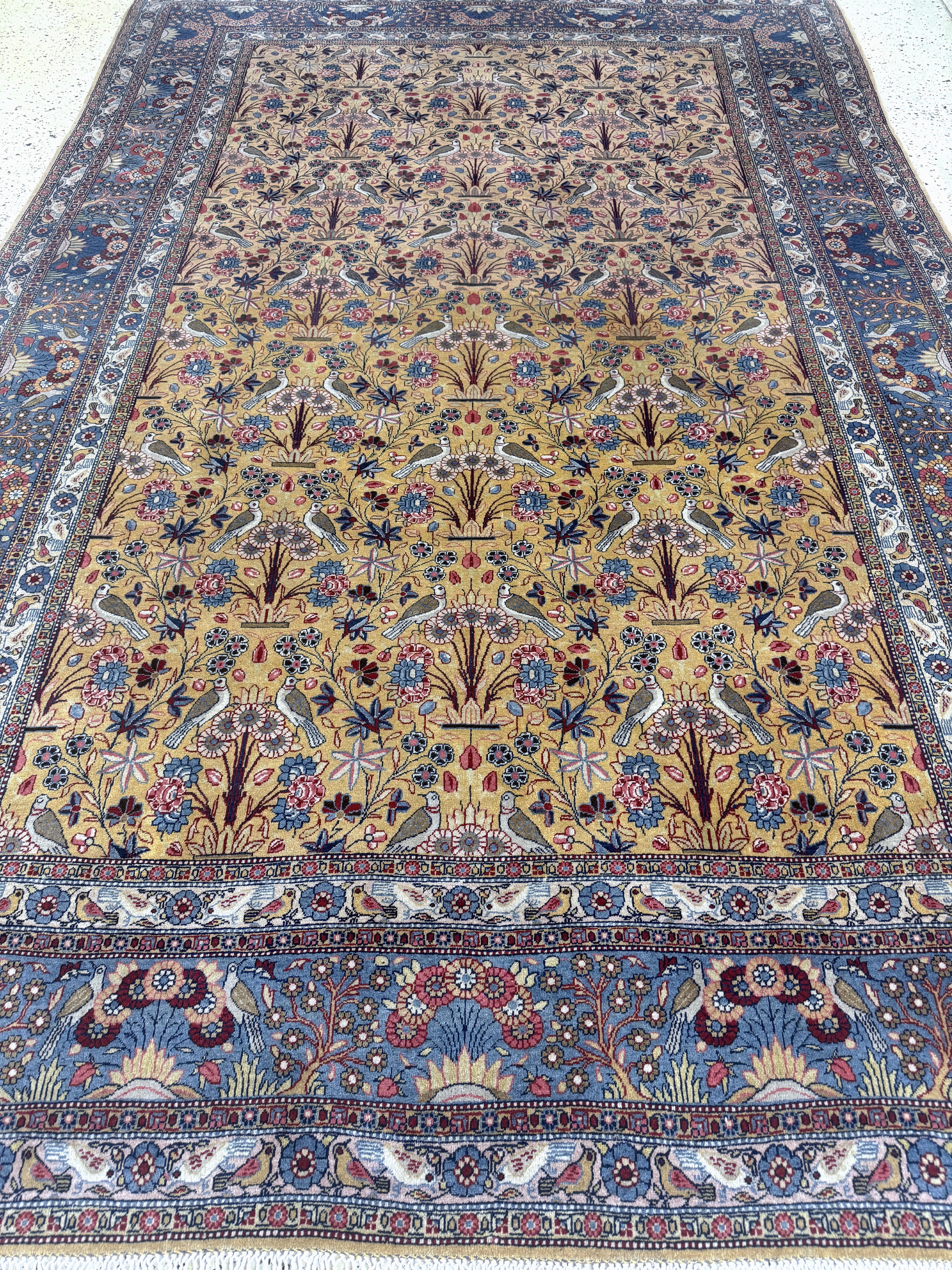 Detail l: Keschan"Dabir-Sanayeh", Persien, signiert, Anfang 20.Jhd, Korkwolle auf Baumwolle, ca. 312 x 207 cm, EHZ: 2, (Fransen erneuert)