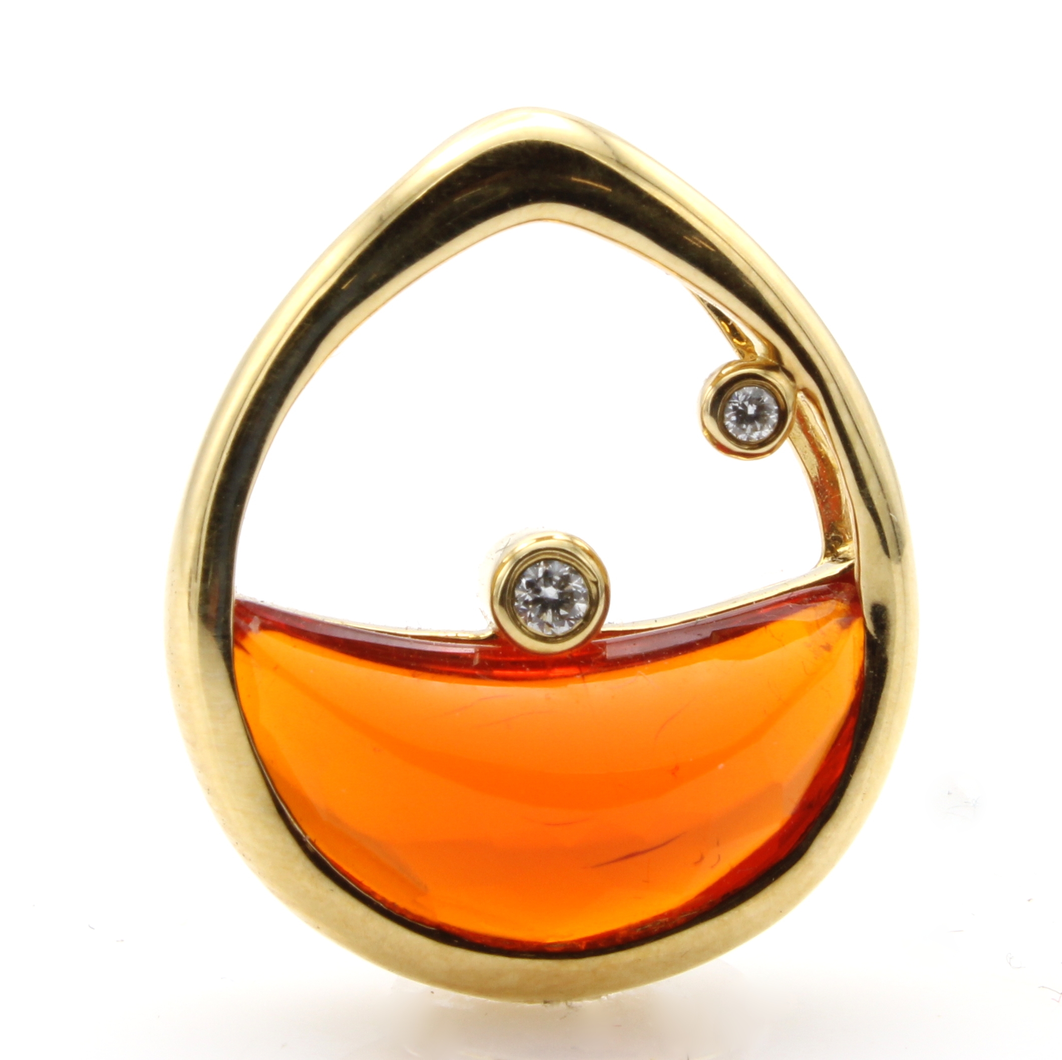 Image 27097185 - Anhänger mit Feueropal und Brillanten, GG 750/000, fac., mexikanischer Feueropal ca. ...