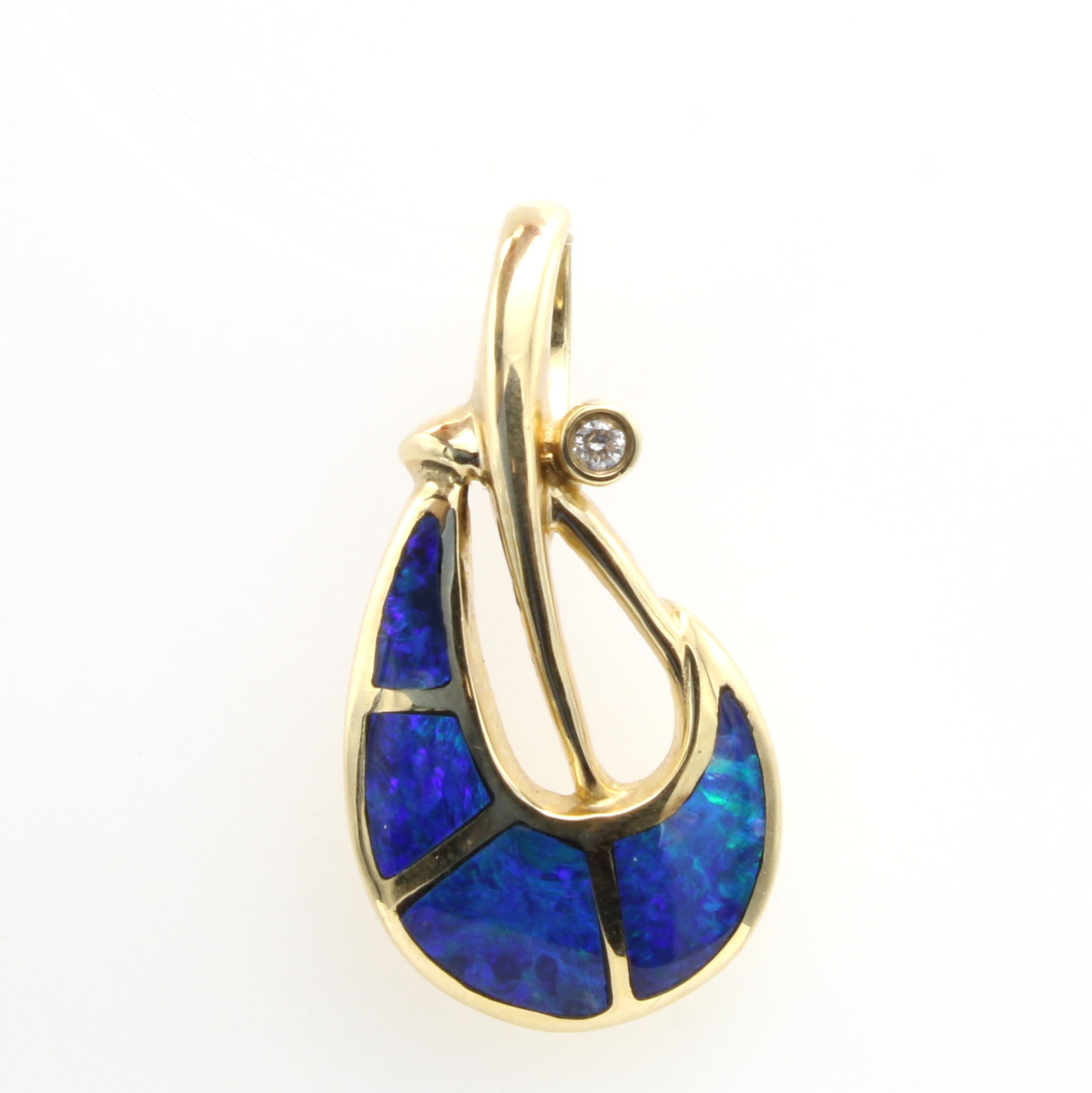 Image 27097187 - Anhänger mit Opalinlay und Brillant, GG 585/000, Opalinlay ca. 4 ct, Brill. ca. 0.02 ct ...