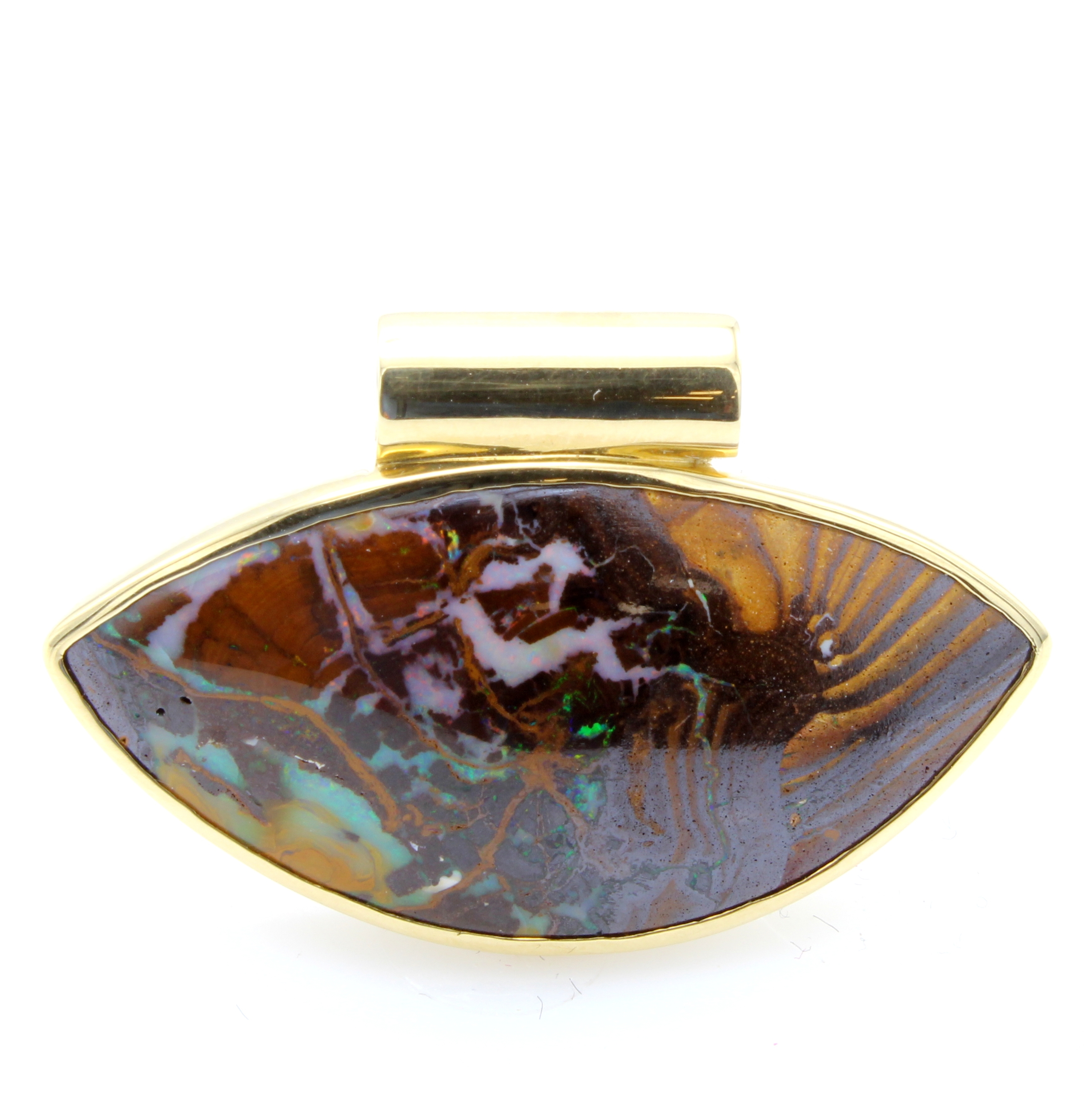 Image 27097189 - Anhänger mit Yowah-Nuss Opal, GG 750/000, l. gebogenes Design, Opal ca. 27.50 ct ...