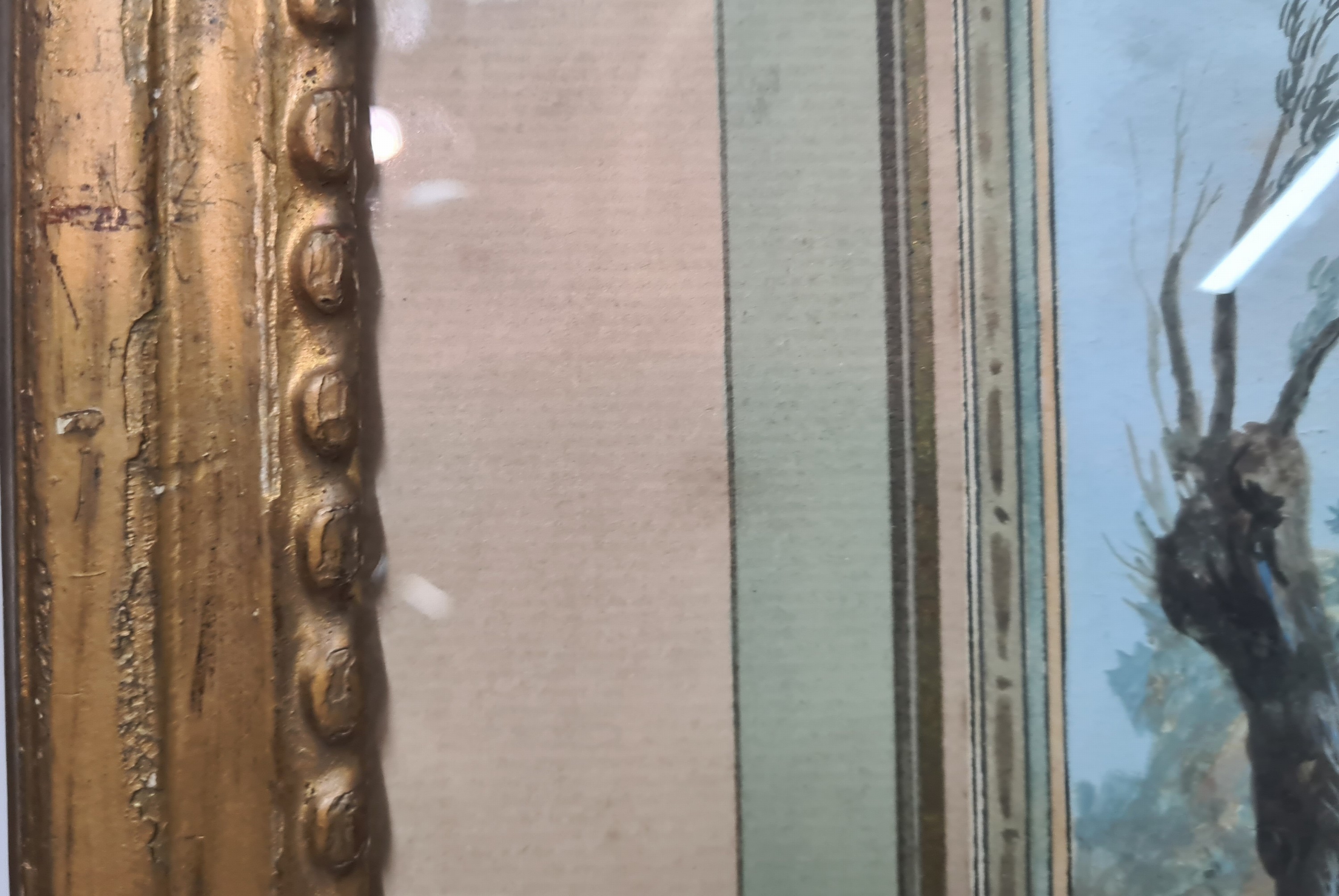 Detail d: Monogrammist R.R., datiert 1772, 2 kleine Gouachen mit Chinoiserien, Pagoden und Menschen, feine detailreiche Malerei, eines monogr. und dat., je ca. ...
