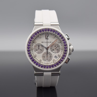 27097122b - BULGARI Diagono auf 500 Stück limitierter Armbandchronograph mit Amethysten & Diamanten ...