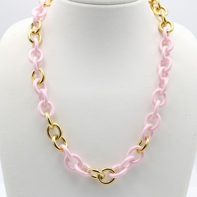 Image Collier mit Keramikzwischenteilen, GG 750/ 000, runde Glieder, zart rose Keramikglieder, ...