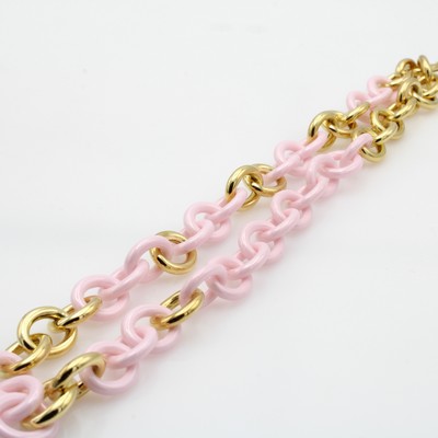 27097129b - Collier mit Keramikzwischenteilen, GG 750/ 000, runde Glieder, zart rose Keramikglieder, ...